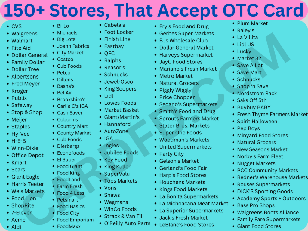 what stores accept otc card